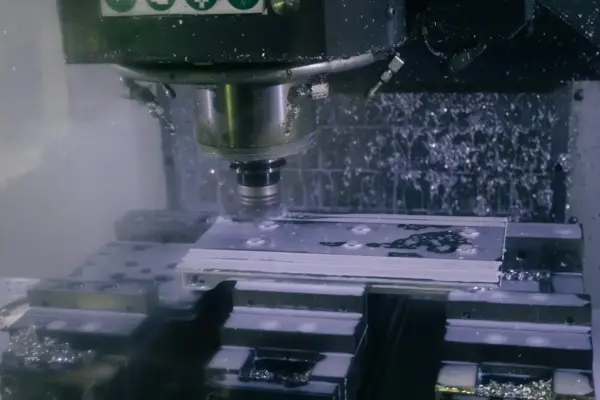 Eine CNC Maschine mit einem Bauteil in Aktion